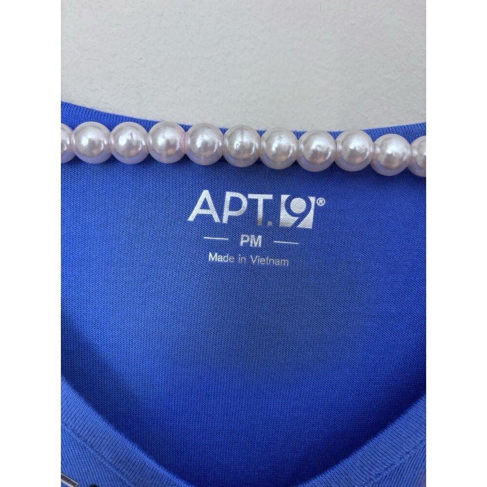 NWT Apt. 9 Petite Womens Size PM Blue Embellished T-Shirt Short Sleeve - Picture 4 of 5